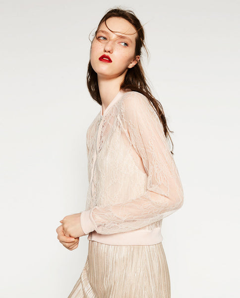 LACE BOMBER JACKET