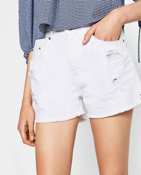 STUDDED DENIM SHORTS